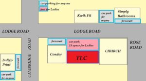 Parking spaces at the TLC Studio
